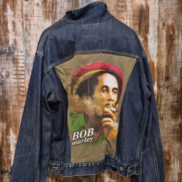 KILO SALE: Vintage Jeans jacket Reworked Bob Marley