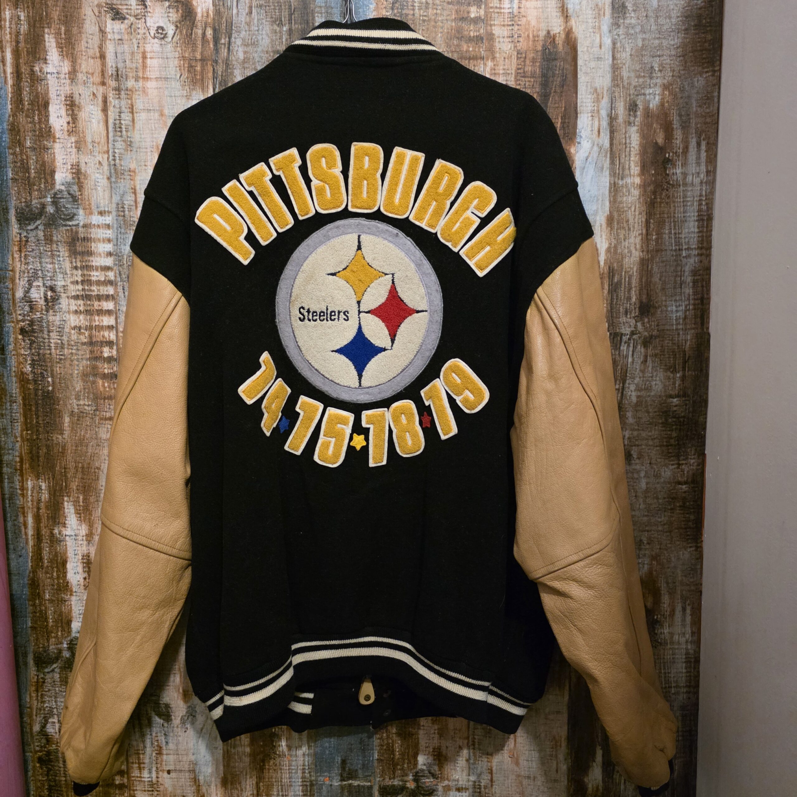 Vintage '80 Mirage NFL throwbacks bomber jacket Steelers Pittsburgh