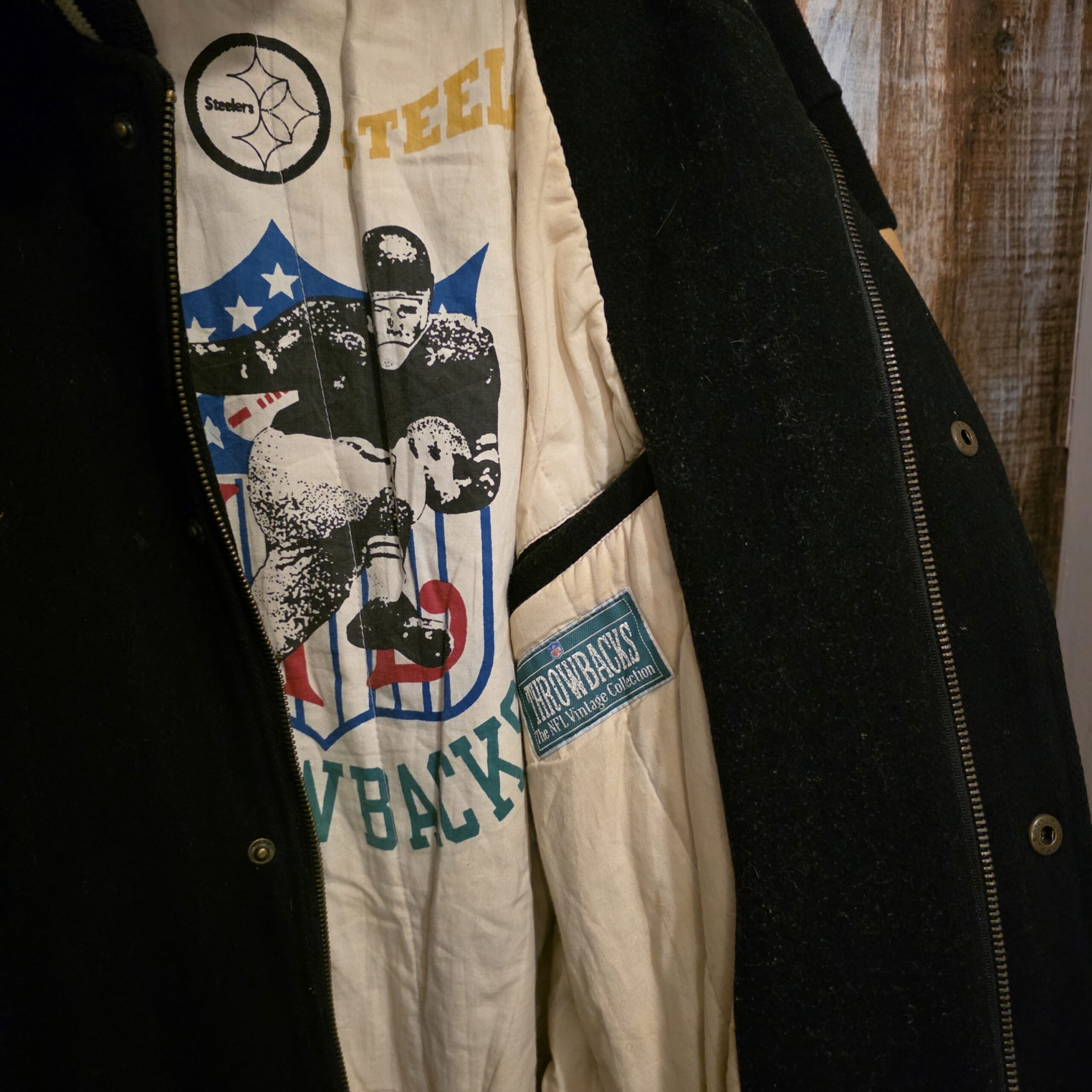 Vintage '80 Mirage NFL throwbacks bomber jacket Steelers Pittsburgh Vintage '80 Mirage NFL throwbacks bomber jacket Steelers Pittsburgh