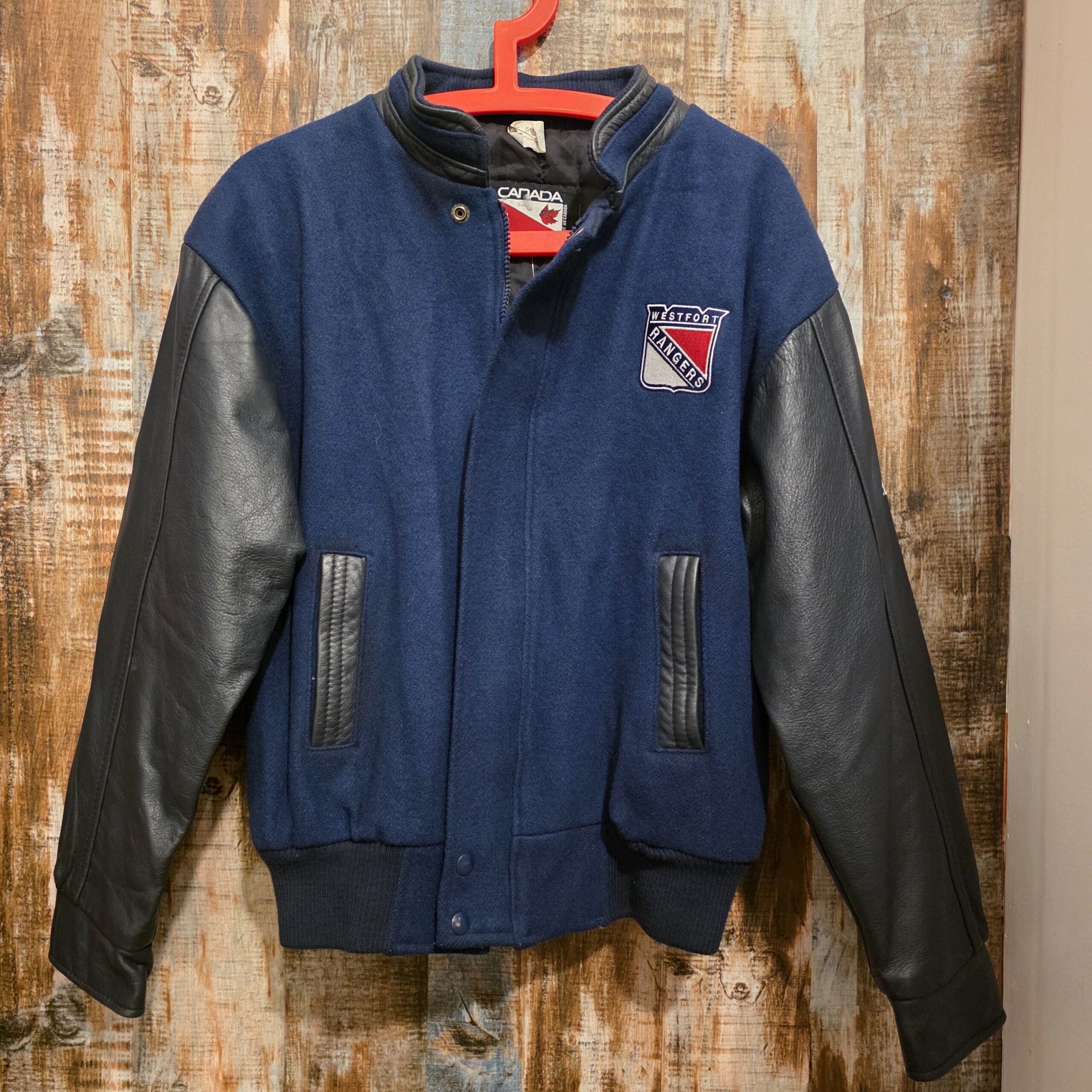 Vintage '90 Canada NHL Varsity Bomber Jacket Westfort Rangers