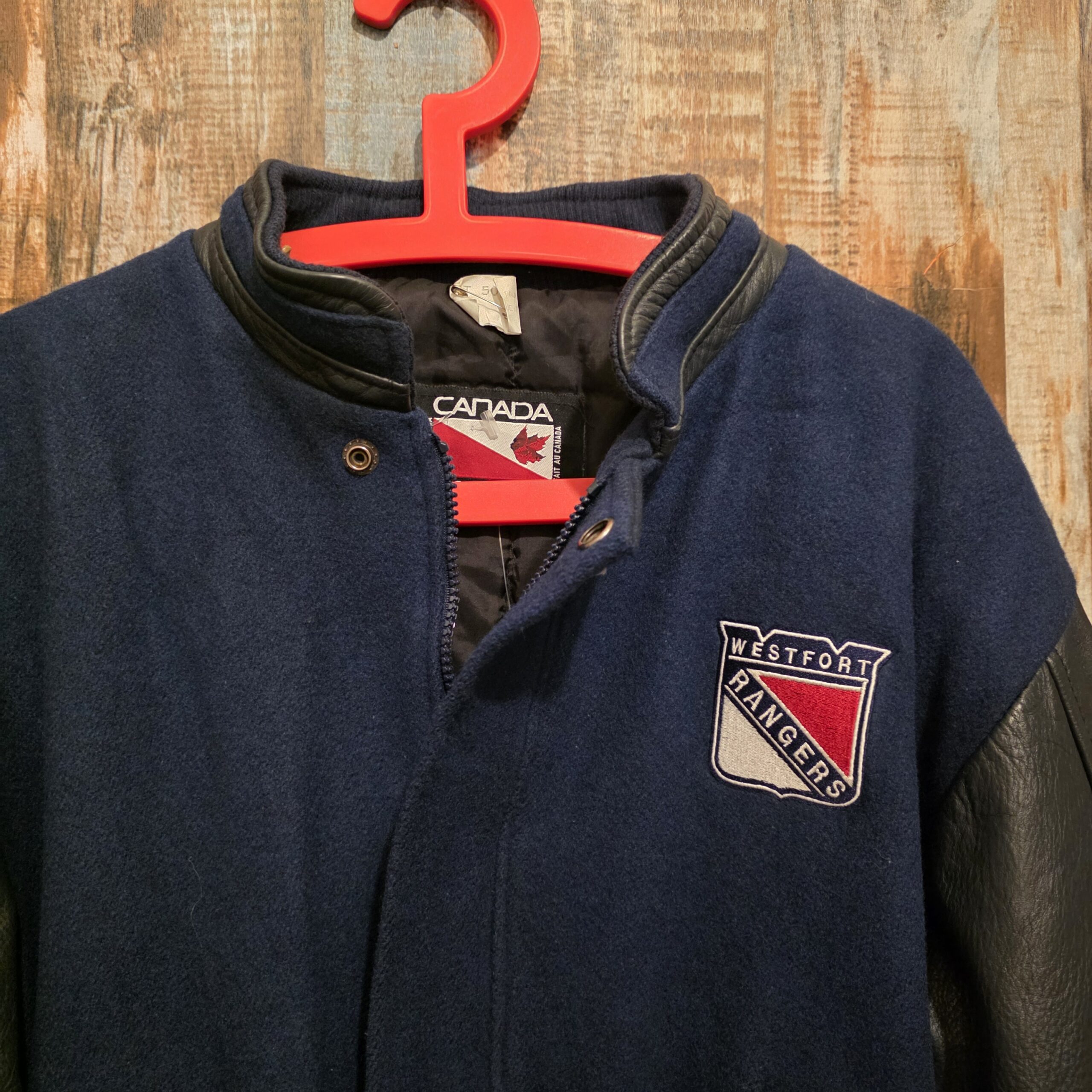 Vintage '90 Canada NHL Varsity Bomber Jacket Westfort Rangers Vintage '90 Canada NHL Varsity Bomber Jacket Westfort Rangers